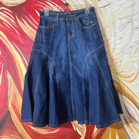 Vintage Y2K Denim Skirt Cute Western Style skirt with a tulip hem sz 5/6 - Picture 4 of 9
